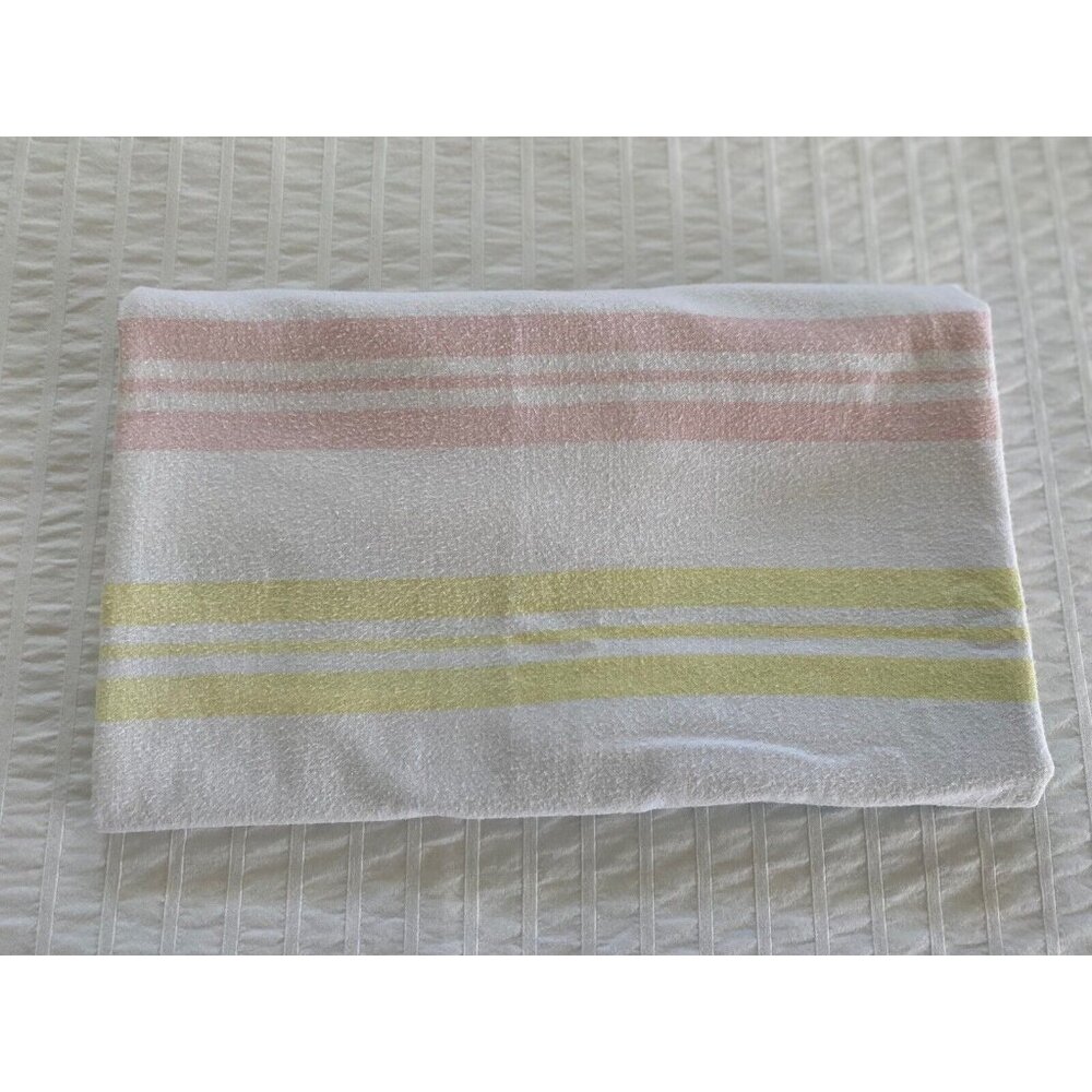 Vtg Baby Receiving Blanket Dundee 25X38 Stripes Pink Blue Nursery Swaddle 1970's - Picture 10 of 16